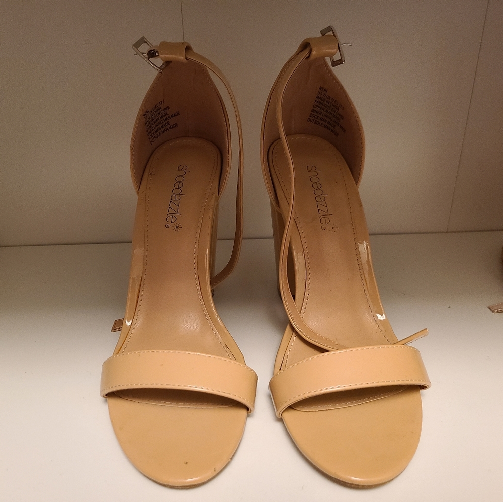 Nude block heels